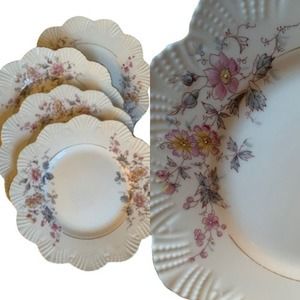 Antique Petite Florals China Plate Set of 4